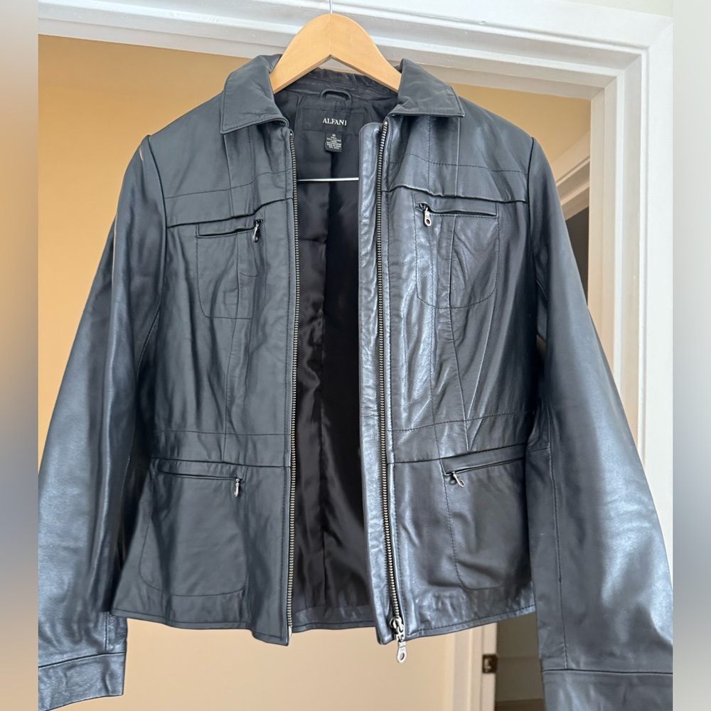 Alfani Black Leather Jacket